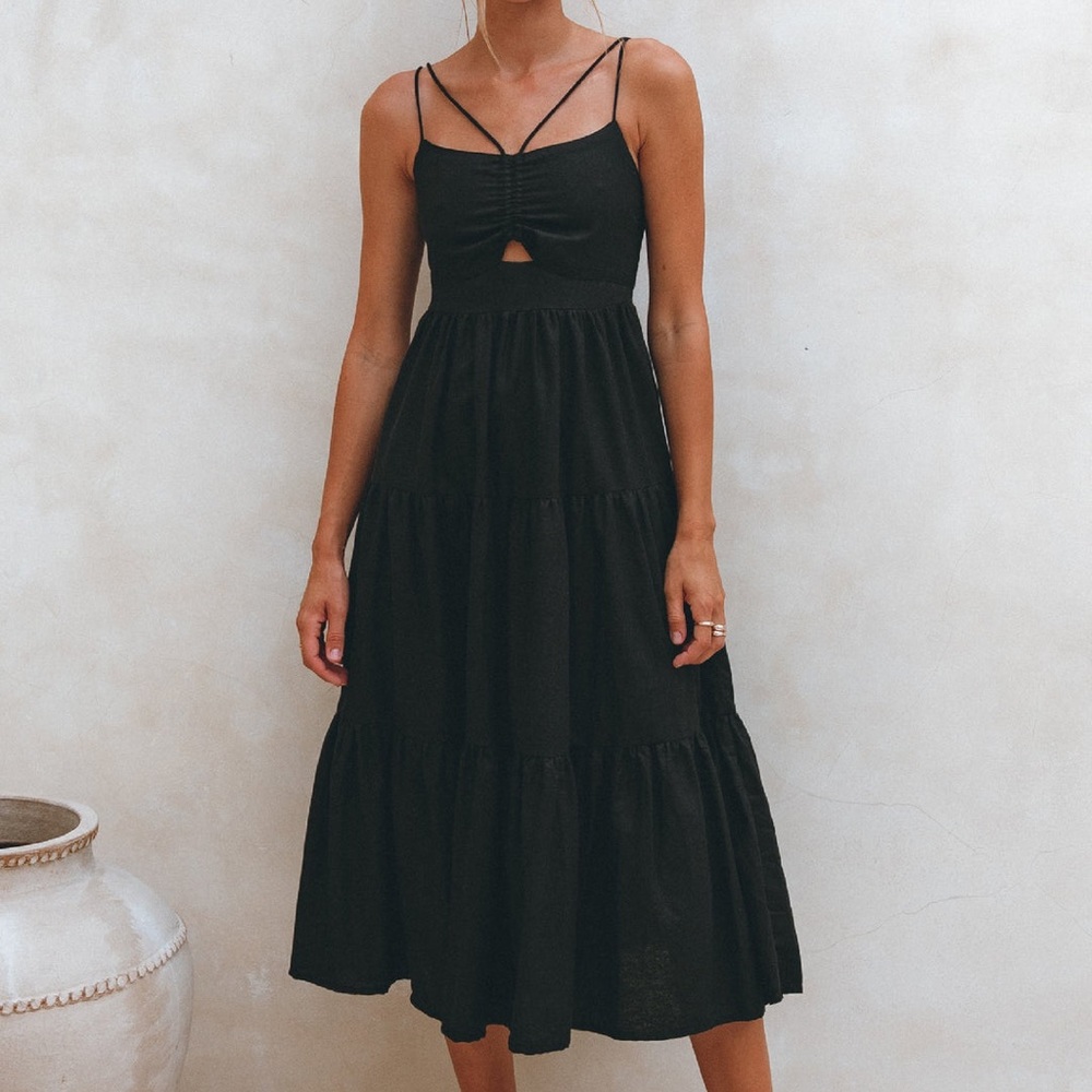 Ardent Strappy Linen Midi Dress